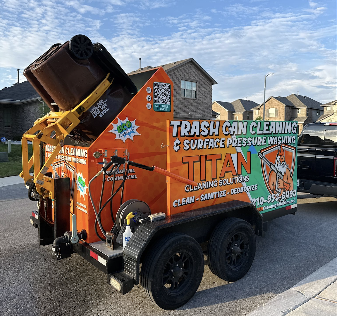 Professional trash can cleaning service San Antonio - before and after garbage bin cleaning
